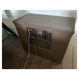 BROWN CASED ELECTRIC HEATER, LOUVERED TOP & SIDE,