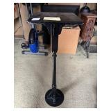 VINTAGE BLACK CAST METAL PEDESTAL STAND, SQUARE