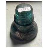 HEMINGRAY GLASS INSULATOR, EMBOSSED PATENTED MAY