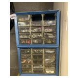 BLUE METAL SMALL PARTS ORGANIZER CABINET W/