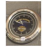 HARLEY-DAVIDSON WALL CLOCK, CHROME-TONE BEZEL,