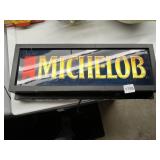 MICHELOB LIGHT-UP BAR SIGN, GOLD-TONE LETTERING.