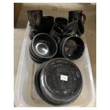 MAINSTAYS HOME BLACK CERAMIC DINNERWARE, SPECKLED