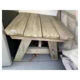 WOODEN OUTDOOR CORNER BENCH, SLATTED DESIGN, DECK