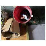 HOME DEPOT RED PLASTIC BUCKET W/ MARSHALLTOWN