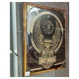 HARLEY-DAVIDSON WALL CLOCK, WINGED BAR & SHIELD