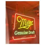MILLER GENUINE DRAFT NEON SIGN, RED AND
