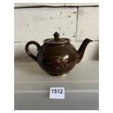 ARABIA - PORCELAIN TEAPOT, BROWN W/ GOLD-TONE