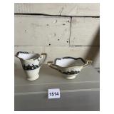 NORITAKE HAND PAINTED CREAMER W/ SUGAR BOWL,