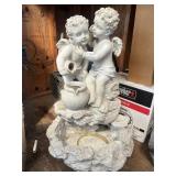 CAST STONE CHERUB FOUNTAIN, TWO-CHERUB URN SCENE,