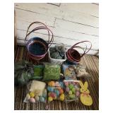 EASTER DECORATION LOT, WOVEN BASKETS, PLASTIC