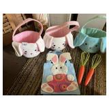 EASTER BUNNY PLUSH BASKETS, FELT TOTE BAG, CARROT