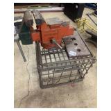 COLUMBIAN S-43 BENCH VISE, WIRE BASKET, METAL