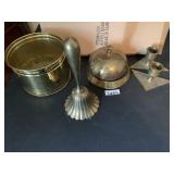 BRASS DESK BELL, DECORATIVE SHELL, ROUND