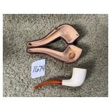 GENUINE MEERSCHAUM & AMBER SMOKING PIPE, MADE IN