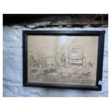 FRAMED VINTAGE CARTOON ILLUSTRATION, "THE BULL