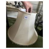 FABRIC BELL LAMPSHADES W/ BEADED FRINGE, TEXTURED