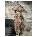 ROYAL RACER WOODEN SLED, VINTAGE, RED ACCENTS,