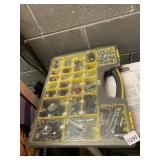 PORTABLE ORGANIZER, ASSORTED FASTENERS, SCREWS,