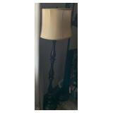 TURNED COLUMN FLOOR LAMP, DARK METAL FINISH,