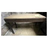 UPHOLSTERED PIANO BENCH, TURNED WOOD LEGS,