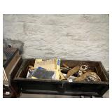WOODEN TOOL CHEST W/ GREAT NECK MITRE BACK SAW,