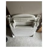 FOLDING WHITE PLASTIC SHOWER CHAIR W/ PADDED TAN