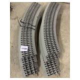 MODEL TRAIN CURVED TRACK SECTIONS, GRAY BASE,
