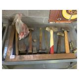 ASSORTED SLEDGEHAMMERS, AXE HEAD, MACHINIST