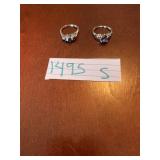 SILVER-TONE RINGS, ONE W/ PURPLE OVAL STONE, ONE