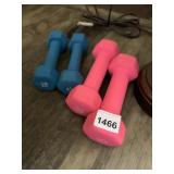 PINK & BLUE NEOPRENE DUMBBELLS.