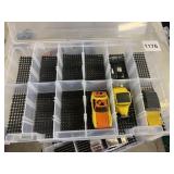 VINTAGE STYLE SLOT CARS, YELLOW AND ORANGE, CLEAR