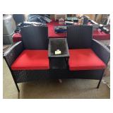 WOVEN RESIN PATIO SEATING, LOVESEAT W/ CENTRAL