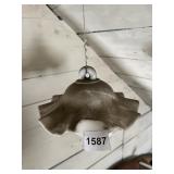 ENAMELED HANGING FLUTED BOWL, DISTRESSED WHITE