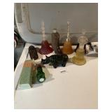 AVON PERFUME BOTTLES, RHINO BOTTLE, CANDLE BOX.