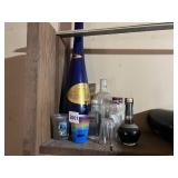SHOT GLASSES, EMPTY BOTTLES, HALF PINT BOTTLE