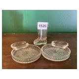 GLASS COASTER AND SHOT GLASS SET - RADIATING