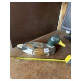 VINTAGE WOOD DUCK DECOY, HAND-PAINTED, GREEN HEAD