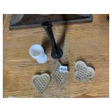 ASSORTED GLASSWARE - 3 CLEAR CRYSTAL HEART