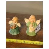 GOEBEL ANGEL ORNAMENT FIGURINES - PAIR, GREEN