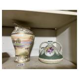 DECORATIVE VASES, HAND PAINTED LANDSCAPE & FLORAL