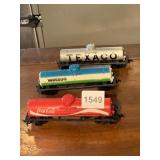 3 ROLLING STOCK CARS TEXACO, WESSON, COCA-COLA