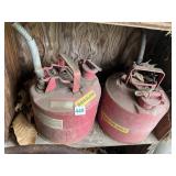 RED METAL GASOLINE CANS, FLEXIBLE SPOUTS,