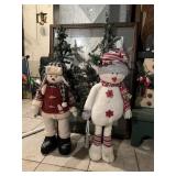 PAIR OF FABRIC HOLIDAY CHARACTER DOLLS - SNOWMAN