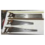 VINTAGE HAND SAWS - WOOD HANDLES, DECORATIVE
