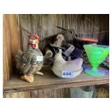 CERAMIC CHICKEN DECORATIVE FIGURES, VINTAGE