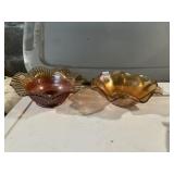 PAIR OF CARNIVAL GLASS BOWLS