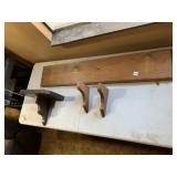 WOODEN SHELF W/ ORNAMENTAL BRACKETS, ~36IN.