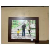 ART FRAMED WATERCOLOR ILLUSTRATION STREET SCENE