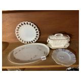 MILK GLASS PITTSBURGH PLATE, GRAVY BOAT, SERVING